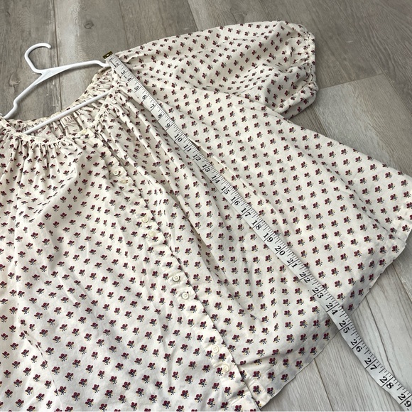 Doen Gap Blouse floral short sleeve womens Cream (xlarge) cottagecore feminine - Picture 7 of 8